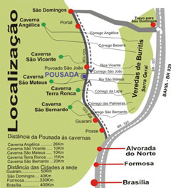 Parque Terra Ronca - Mapa das cavernas